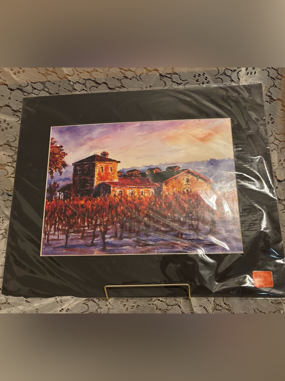 Sunset Vineyard Canvas Art Print - Purple and Orange
